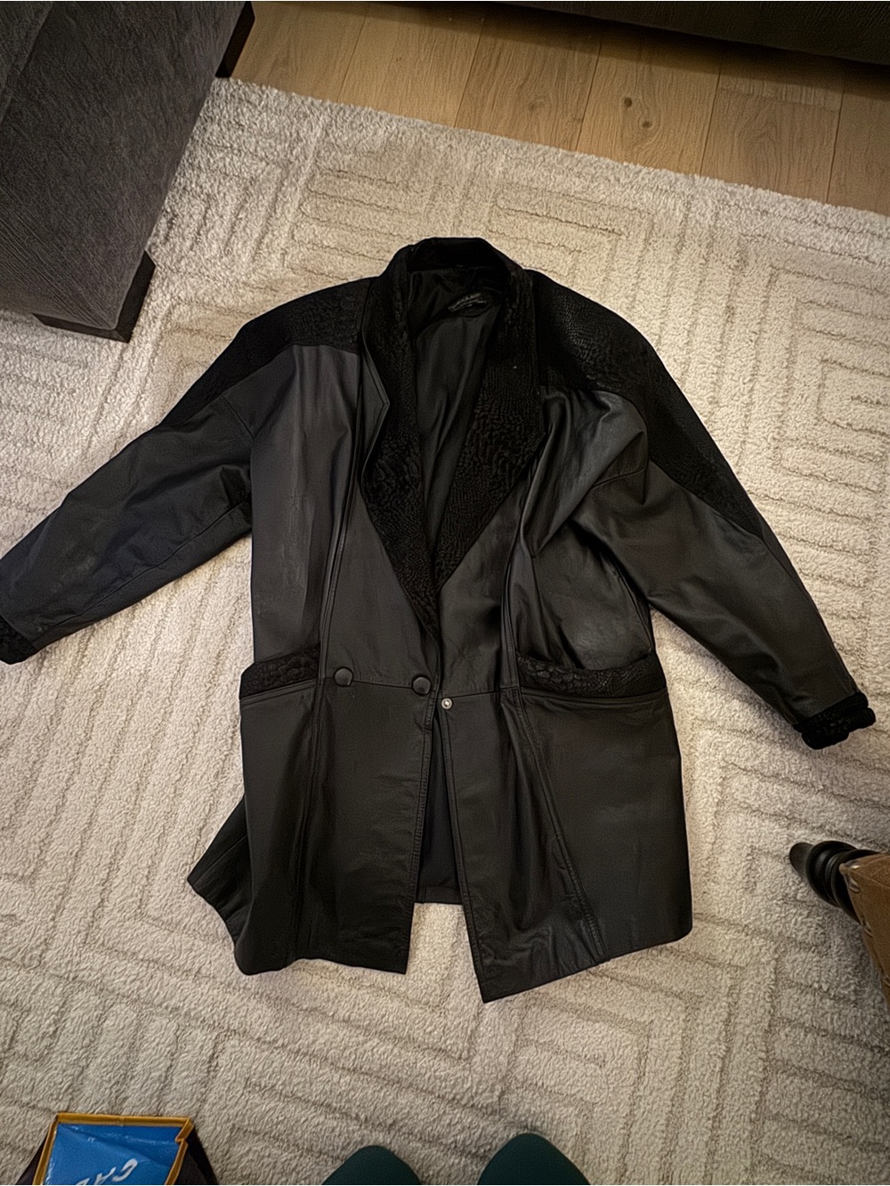 Vintage Black Leather Coat